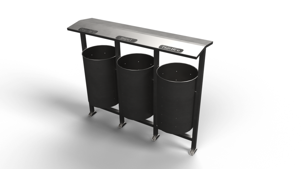 Basurero inox triple Carollo