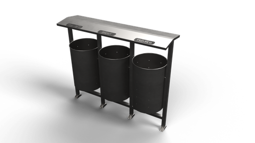 [9689] Basurero inox triple Carollo